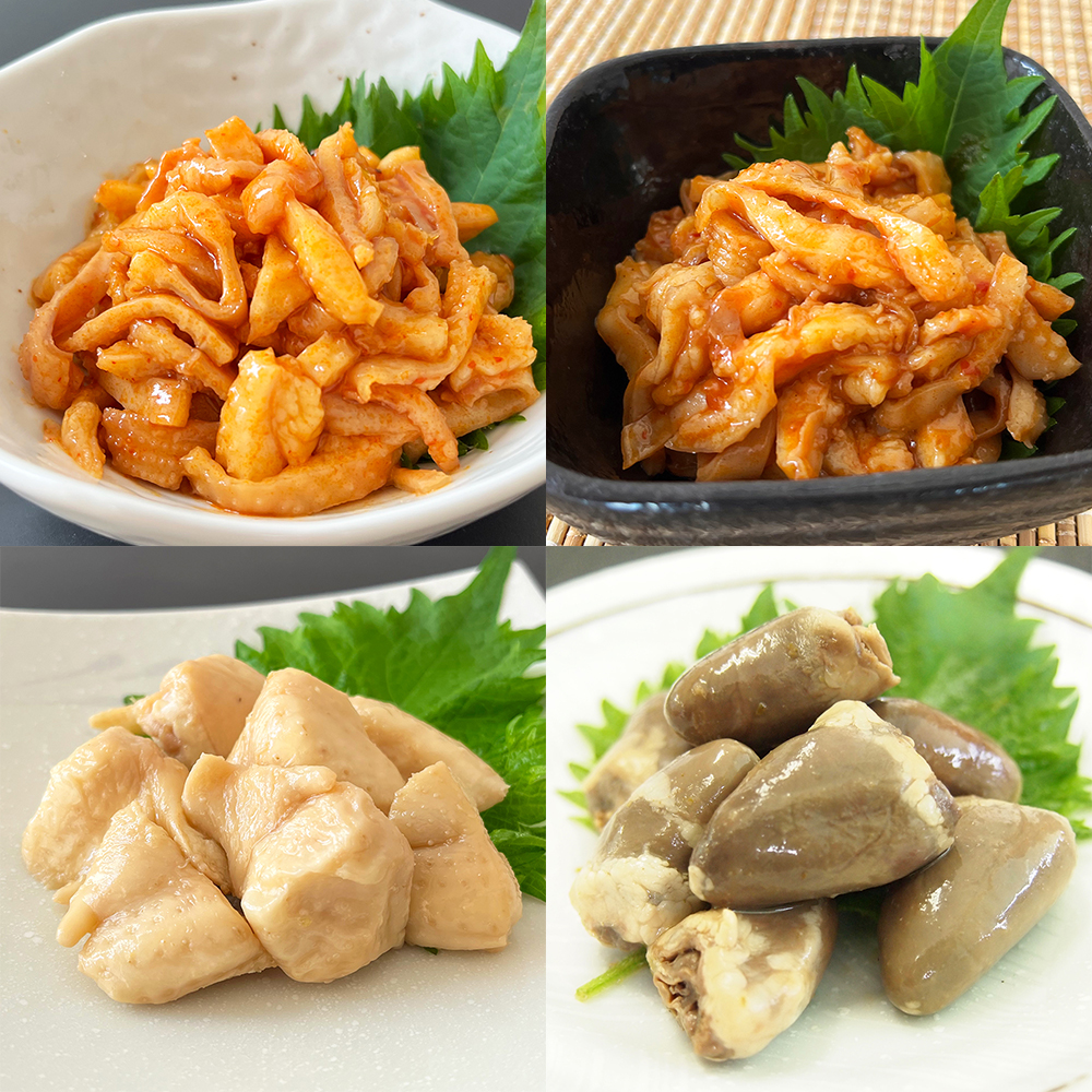 【お得なセット商品】珍味 4種セット(旨かわ・ピリかわ・ぼんじりゆずぽん・ハツゆずぽん) 《冷凍真空》